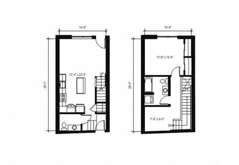 Stack House Apartments in Seattle, Washington 1x1.5 Townhome Floor Plan